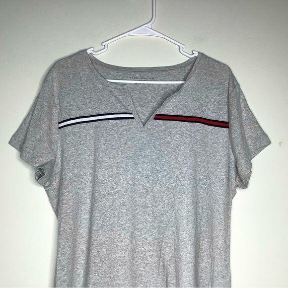 < Tommy Hilfiger Classic Grey Split Neck Tee > - Picture 3 of 6